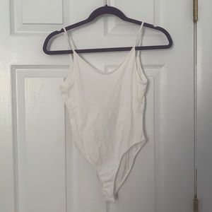 Charlotte Russe Off White Scoop Back Spaghetti Strap Tank Bodysuit Sz XS
